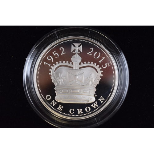 148 - Royal Mint Elizabeth II Silver 925 Crown for the Longest Serving Monarch complete with Box and Certi... 