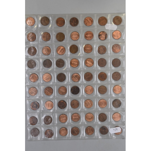 158 - A sheet of 63 USA Lincoln cents and a sheet of 63 English sixpences