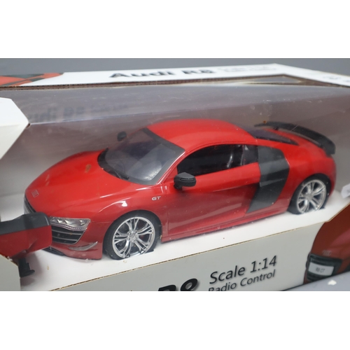 159 - Two R/C Model Cars, To Include BMW M 3 Coupe (Appears Box Has Been Opened) and Audi R8, Scale 1:14, ... 