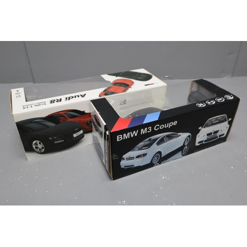 159 - Two R/C Model Cars, To Include BMW M 3 Coupe (Appears Box Has Been Opened) and Audi R8, Scale 1:14, ... 