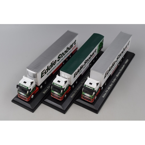 165 - Three Eddie Stobart Special Edition Collectors Die-Cast Models to Include, Volvo FH Fridge Trailer -... 