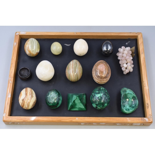 325 - Selection of Rose Quartz, Malachite and Onyx Gemstone Eggs and Other