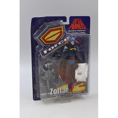 180 - G Force Battle of The Planets Action Figure Zoltar with Space Terrapin and Laser, Sealed In Original... 