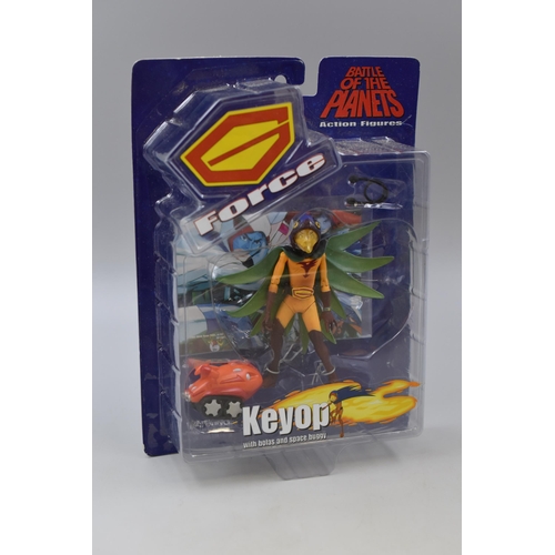 183 - G Force Battle of The Planets Action Figure Keyop with Bolas and Space Buggy, Sealed In Original Pac... 