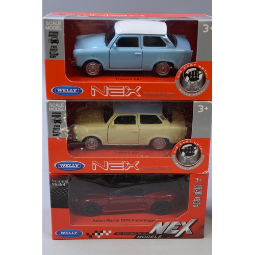 185 - Collection of Six Die-Cast 'Welly Nex' Model Cars Complete With Original Boxes