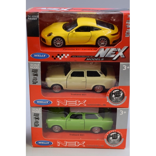 185 - Collection of Six Die-Cast 'Welly Nex' Model Cars Complete With Original Boxes