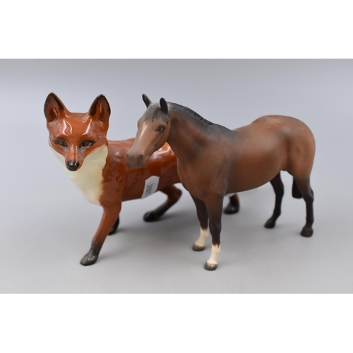 333 - Beswick matt Chestnut Stallion and a Beswick Fox