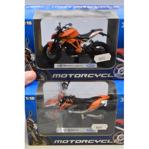 193 - Selection of Six Die-Cast Model Motorcyles by 'Welly' Scale 1:18 to Include, Triumph Daytona 675, Ya... 