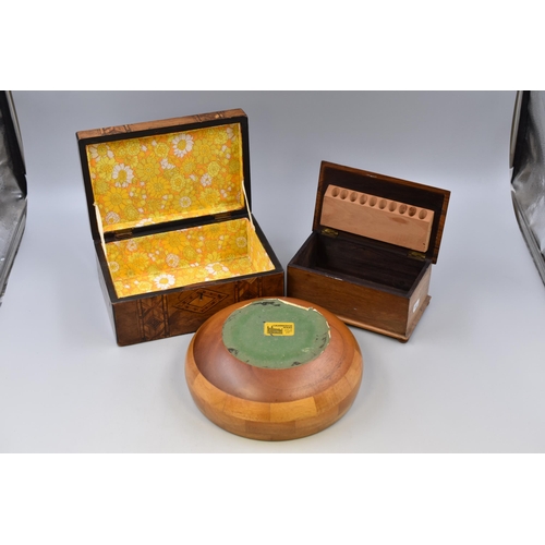 353 - Mid Century Cambridge Ware Bowl, Inlay Storage Box and a Cigarette Box