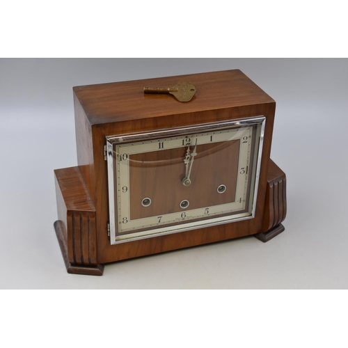 361 - Art Deco Westminster Chime Mantle Clock Complete with Keyn and Pendulum