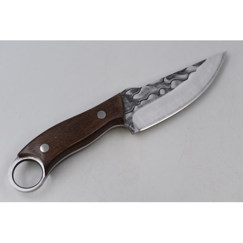 229 - A Rosewood Handle Damascus Steel Knife, With Sheath