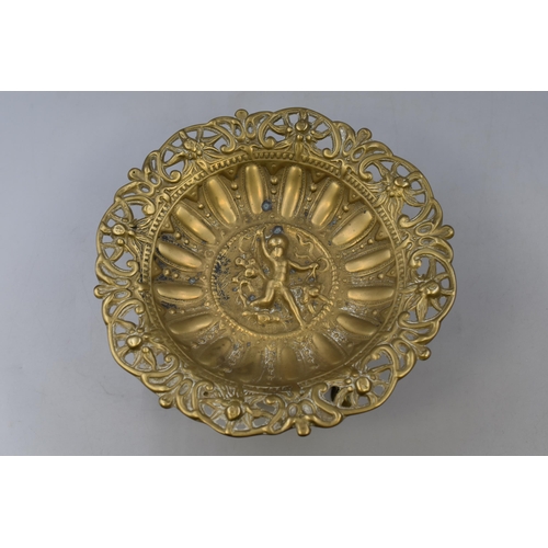 378 - A Brass Art Nouveau Style Cupid Tazza, Approx 9.5