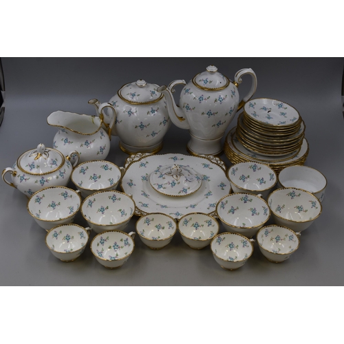 400 - Tuscan bone china delicate flower patterned tea set to include: teapots, big cups, little cups, sauc... 