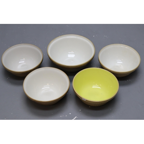 401 - Five Heavy Ceramic Mixing Bowls (Four Are Mason & Cash), Largest Approx 13