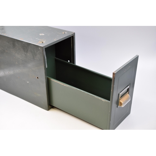 787 - A Vintage Industrial Green Metal Filing Box, Approx 7