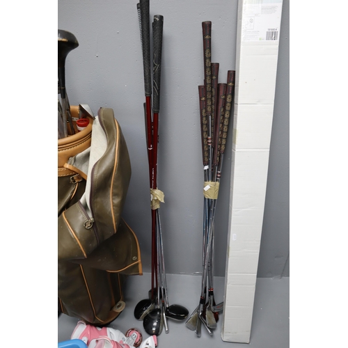 405 - Large Mixed Lot to Include Various Golf Clubs & A Golf Bag, PVC Venetian blind, LED Bulbs, Ferre... 