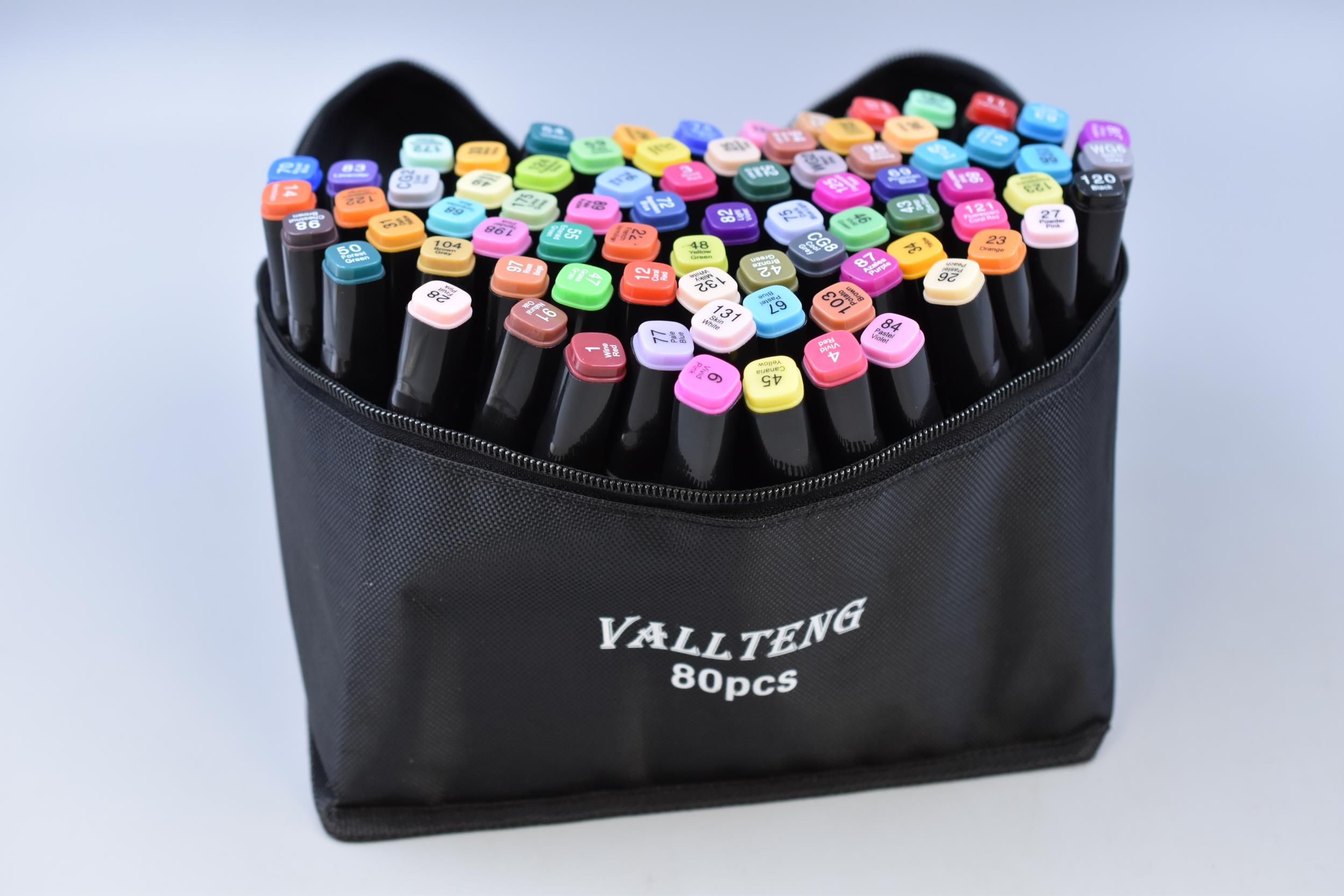 VALLTENG Twin Drawing Markers With Protective Case