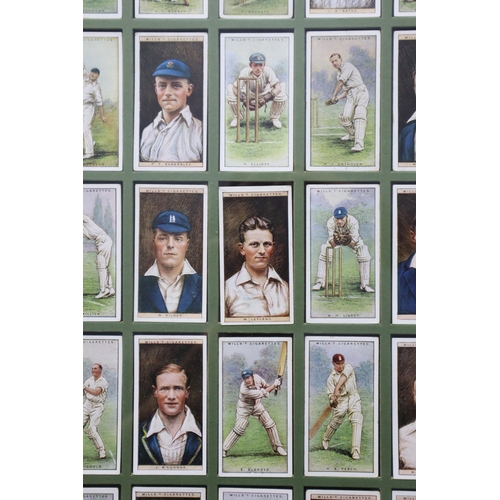 410 - Framed and Glazed Full set of 50 Mills Cricketers Cigarette Cards 2nd Series. Approx. 48cm x 58cm