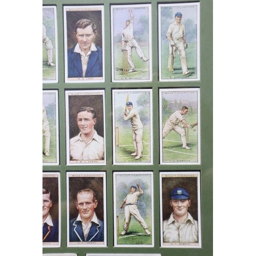 410 - Framed and Glazed Full set of 50 Mills Cricketers Cigarette Cards 2nd Series. Approx. 48cm x 58cm