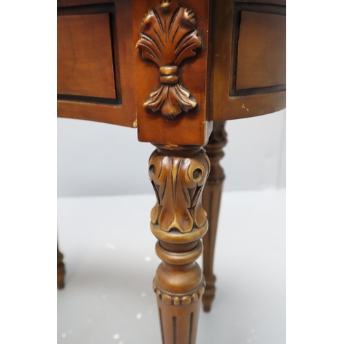 611 - Dark wooden victorian hall/side table with center draw with hand carved legs. No Postage