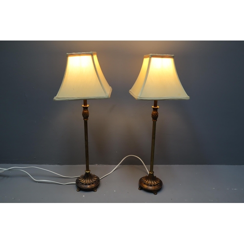 613 - A Pair of Bronze Effect Pineapple Table Lamps, Approx 22.5