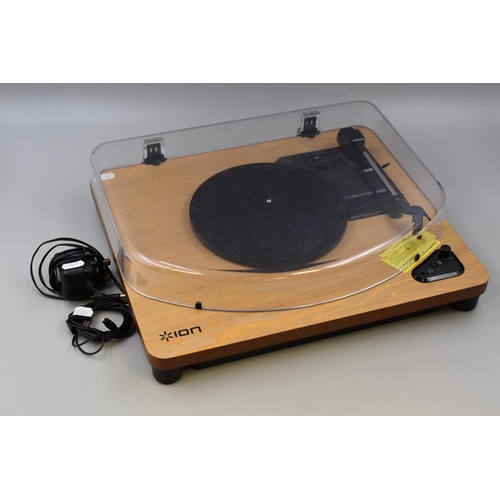 536 - ION Audio Air LP, Bluetooth Turntable with USB Conversion, in Wood Casecomplete with Patch lead and ... 