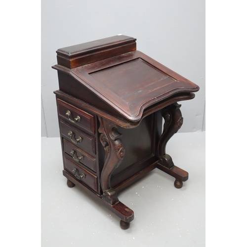 618 - Victorian style dark wood Davenport writing desk with 8 external and 8 internal drawers measures 34