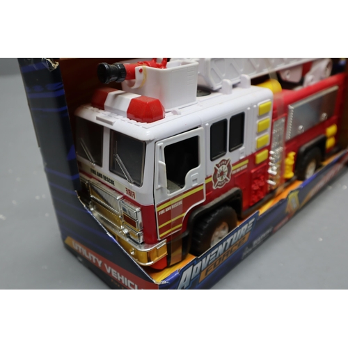 653 - Fire Engine Toy Set ( As New ) To Include 26 Piece Fire Station by Motor Mania, Adventure Force Amer... 