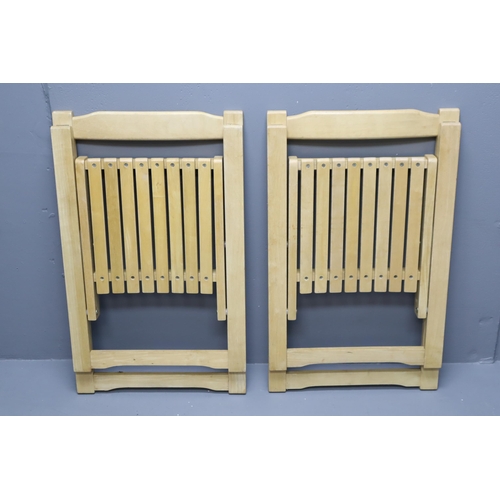 676 - Two Beech Wooden Folding Garden Chairs