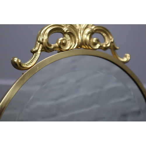 678 - A Brass Art Nouveau Style Cheval Mirror, Approx 61.5