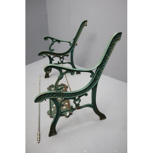 679 - A Pair of Cast Iron Bench Ends With Lattice Middle Piece, Most Likely Originally A Companion Seat. B... 