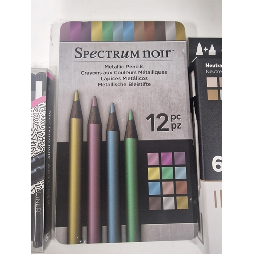 810 - Selection of Artists Stuff. Spectrum Noir 6 pc Artliner Set, 12 pc Metallic Pencil Set and a 6 pc Tw... 