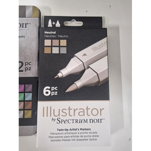 810 - Selection of Artists Stuff. Spectrum Noir 6 pc Artliner Set, 12 pc Metallic Pencil Set and a 6 pc Tw... 