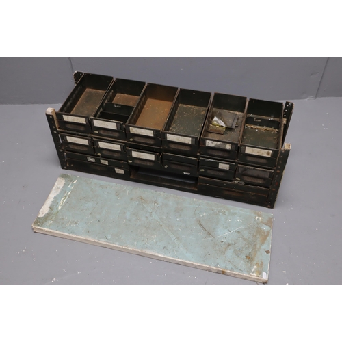 683 - Vintage Industrial Workshop Metal drawer Unit with some contents to include Nuts, Bolts, Washers and... 