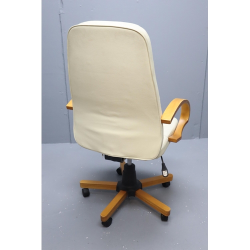 684 - Faux Leather Cream Office Chair. No Postage