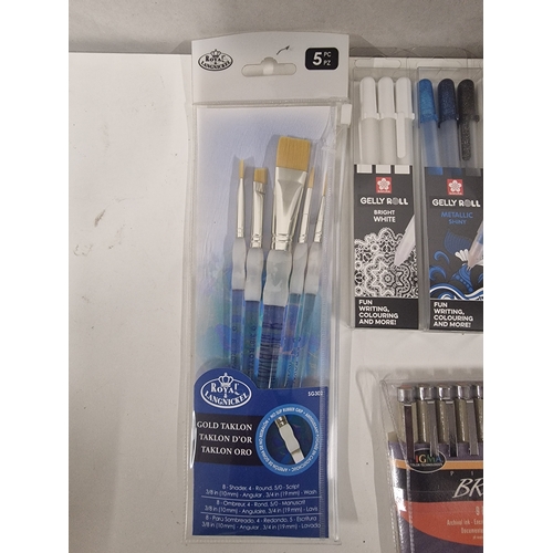 812 - Selection of Artists Materials includes New Royal Langnickel Paint Brush Set, 3 New Packs of Sakura ... 