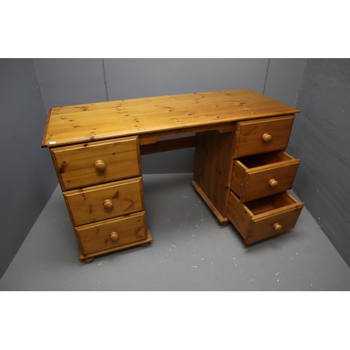 689 - 6 drawer pine desk (31