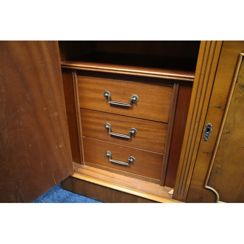 690 - Vintage teak display cabinet with two glass filled doors comprising of 9 shelves on the top and a bo... 