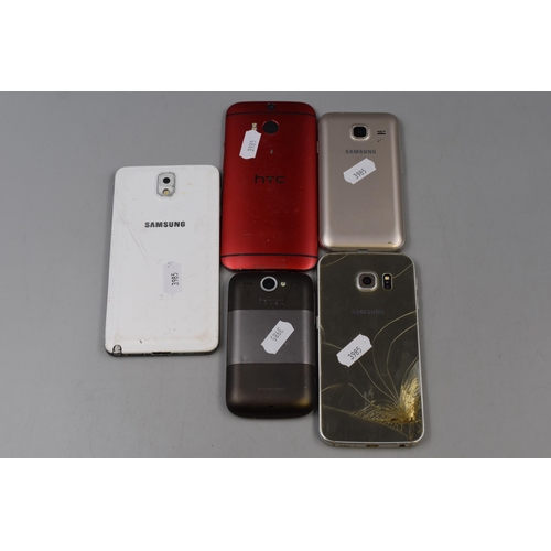 436 - 5 phones to include: three Samsungs and two HTCs (a/f)