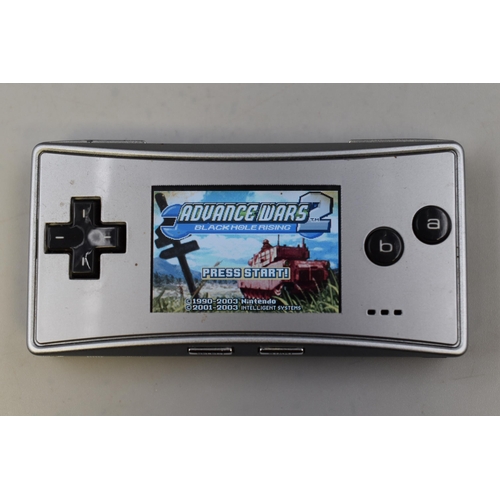 448 - Nintendo Game boy micro with 3 games including: Advance wars 2 black hole rising, Castlevania and Ad... 