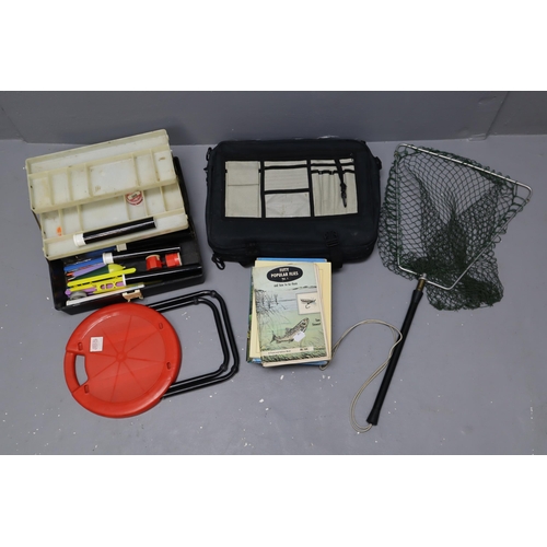 891 - A Selection of Fishing Items To Include Various Fishing Books, Milbro Tackle Box Containing Fishing ... 