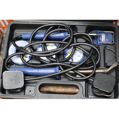 840 - Tub Full of Mixed Tools to include Files, Socket Set, Cased Soldering Iron Kit, Vintage Blow Torch, ... 