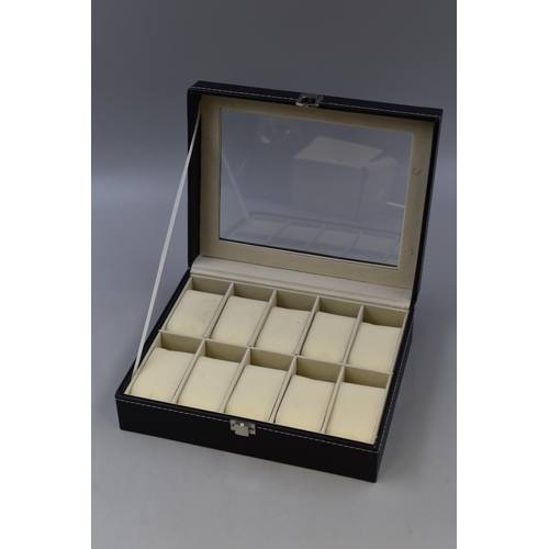 490 - A Faux Black Leather Ten Watch Presentation Box