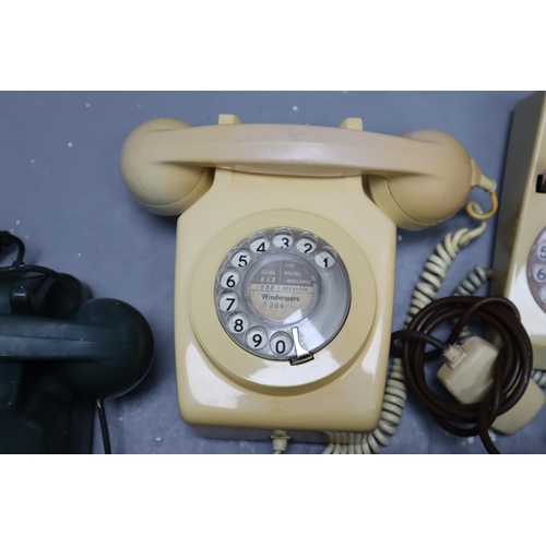 876 - Five Retro Rotary Telephones To Include GPO Trim Phone, Wall Mounted Phone, And More