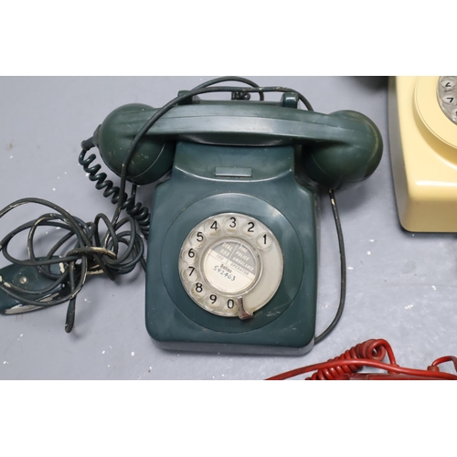 876 - Five Retro Rotary Telephones To Include GPO Trim Phone, Wall Mounted Phone, And More