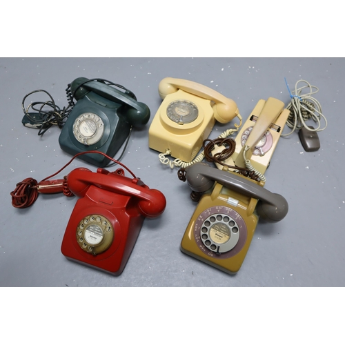 876 - Five Retro Rotary Telephones To Include GPO Trim Phone, Wall Mounted Phone, And More