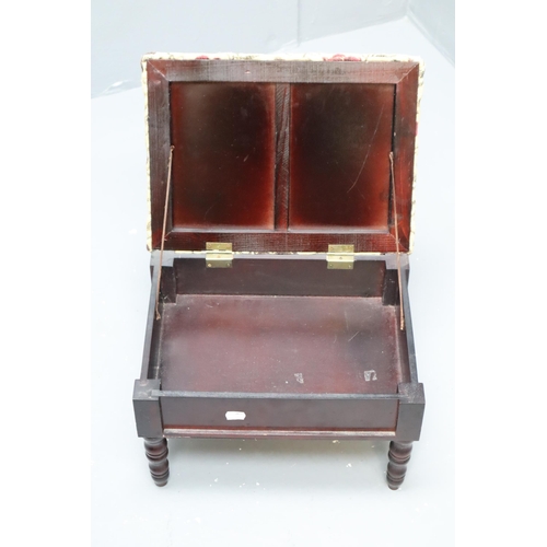 886 - A Wooden Cantilever Swing Box, And Fabric Topped Footstool With Underseat Storage (AF)