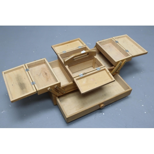 886 - A Wooden Cantilever Swing Box, And Fabric Topped Footstool With Underseat Storage (AF)