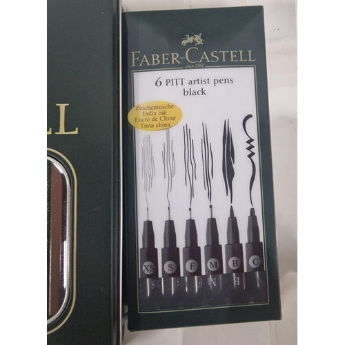 817 - Faber-Castell Mixed Media Pencil and Pen Set and 6 Pitt artists pens.