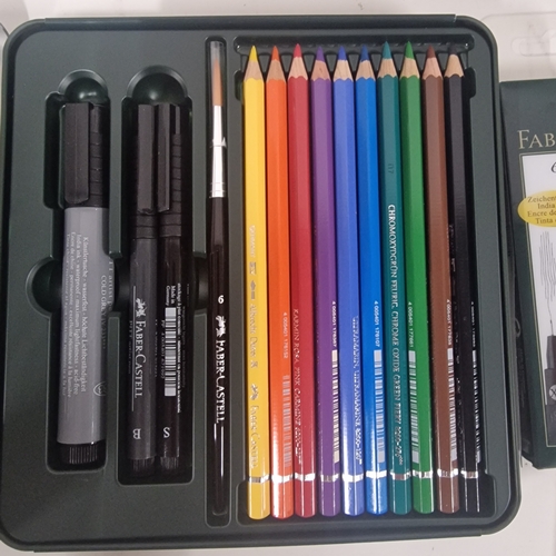 817 - Faber-Castell Mixed Media Pencil and Pen Set and 6 Pitt artists pens.